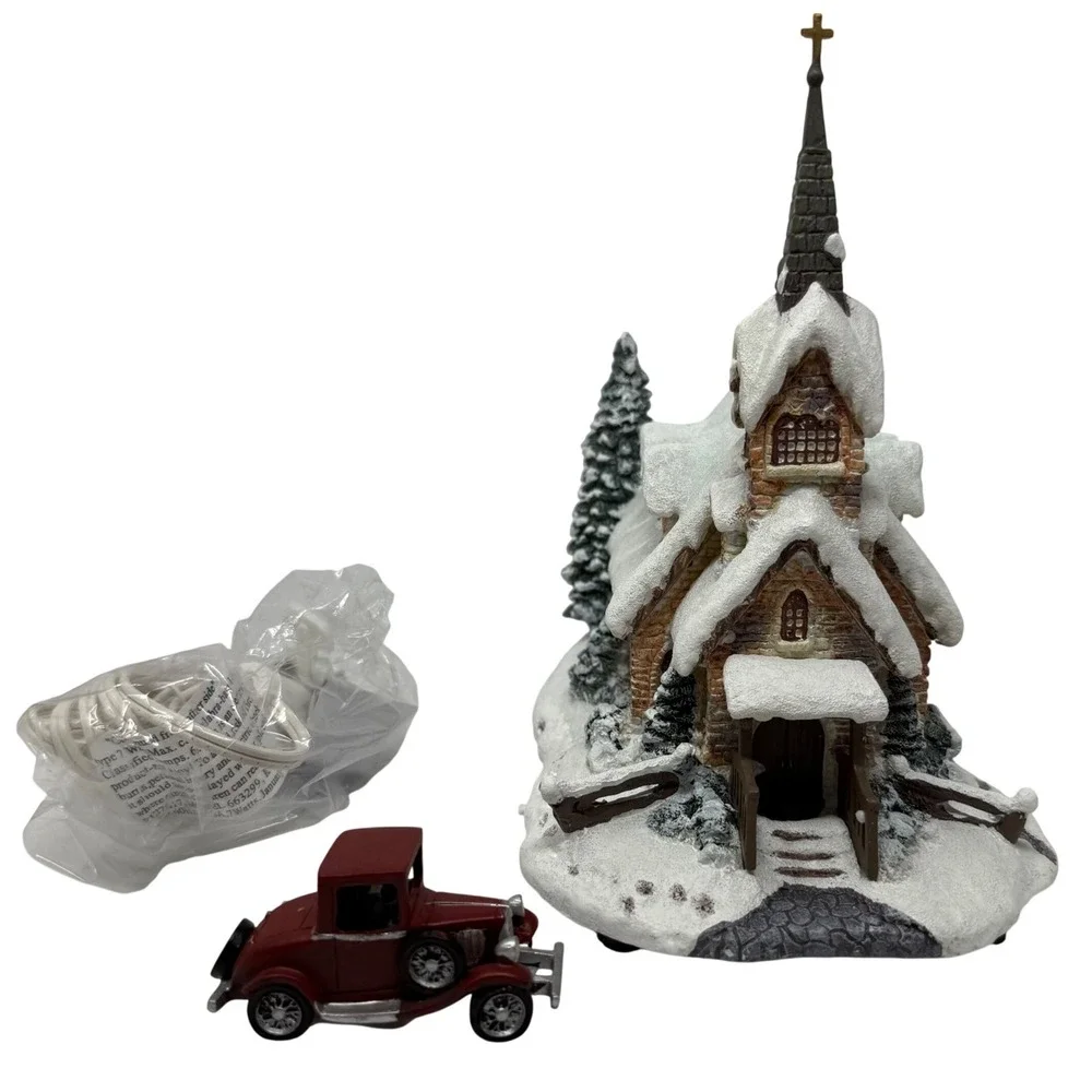 Hawthorne Village Light of Hope Church Christmas Village Sculpture White Brown